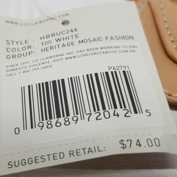 Liz Claiborne White Heritage Mosaic Purse NWT - Picture 5 of 5